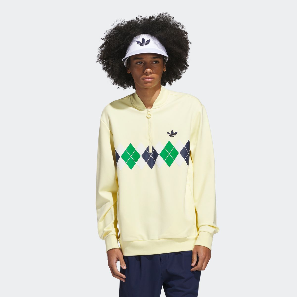 아디다스 골프(ADIDAS GOLF) 오리지널스 아가일 프린티드 쿼터집 스웨트셔츠 JE8273