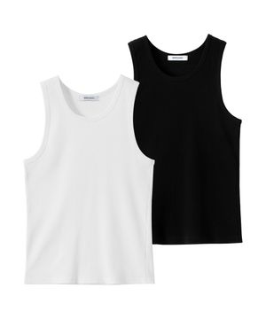 [2PACK] 리브드 슬림핏 슬리브리스 ( 2Color )