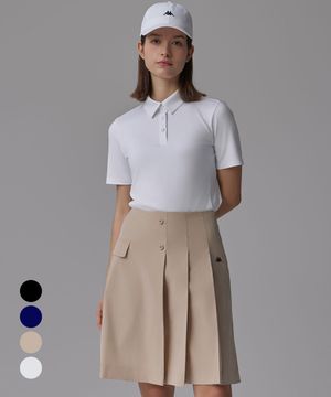 [SET] 솔리드 반팔티셔츠+랩스타일 플리츠스커트