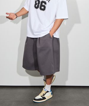 4턱 벌룬핏 버뮤다 8부 팬츠_차콜