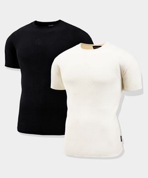 [짐웨어] 심볼 자수 골지 머슬핏 하프 슬리브 (2COLOR)