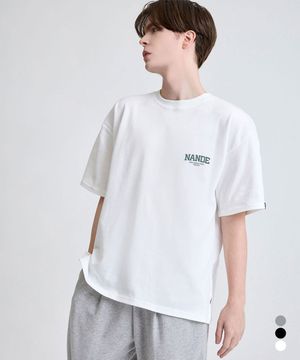 NANDE 그린 로고 오버핏 레터링 반팔 티셔츠