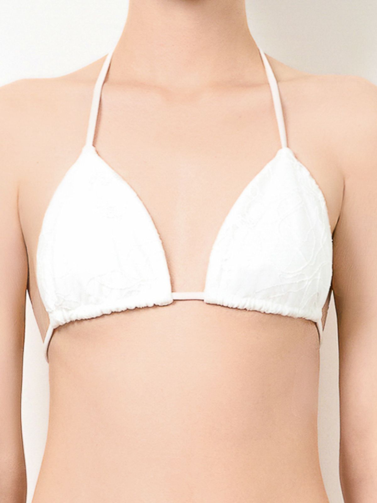로에(LEAUET) Scarlett White Lace Triangle Bikini Top