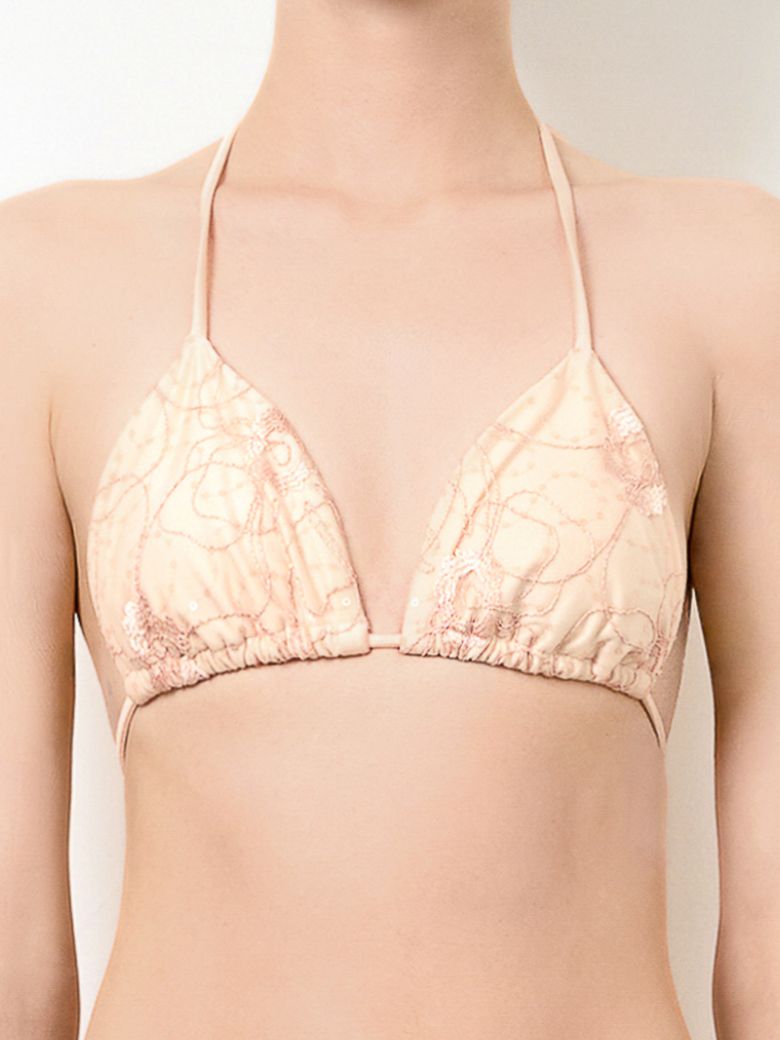 Scarlett Apricot Lace Triangle Bikini Top