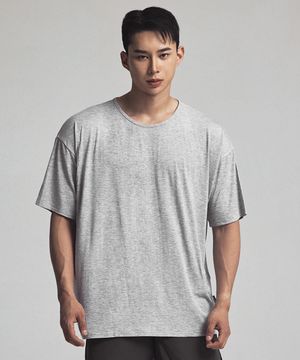 실켓 유넥 반팔티셔츠 그레이