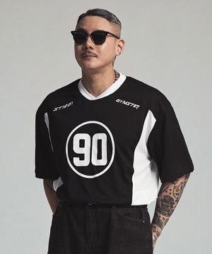 나인티 하프 져지 반팔티셔츠 블랙