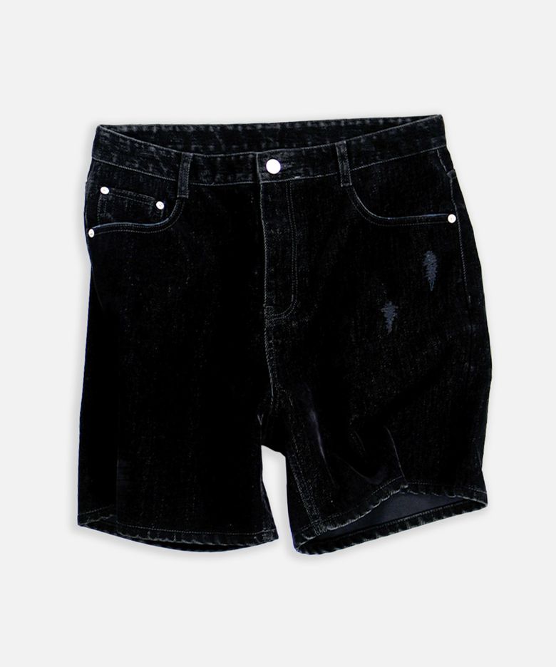 DAHLIA VELVET SHORTS - BLACK