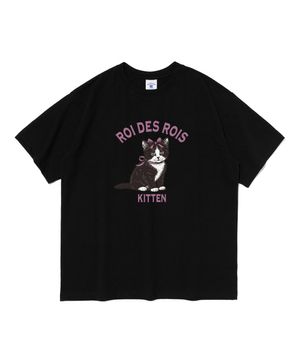 키튼 캣 프린팅 반팔 티셔츠 (블랙)