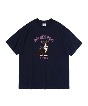 키튼 캣 프린팅 반팔 티셔츠 (네이비)