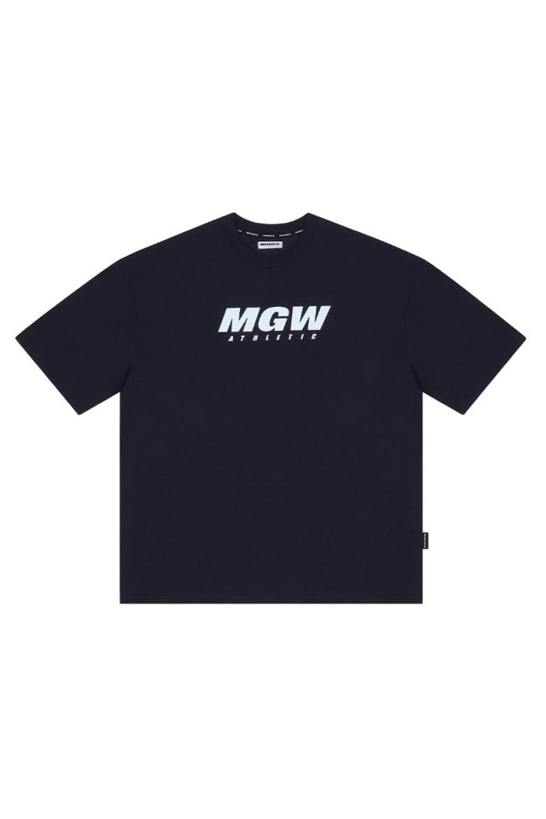 [MGW] CP 세미오버핏 반팔 티셔츠 네이비 화이트