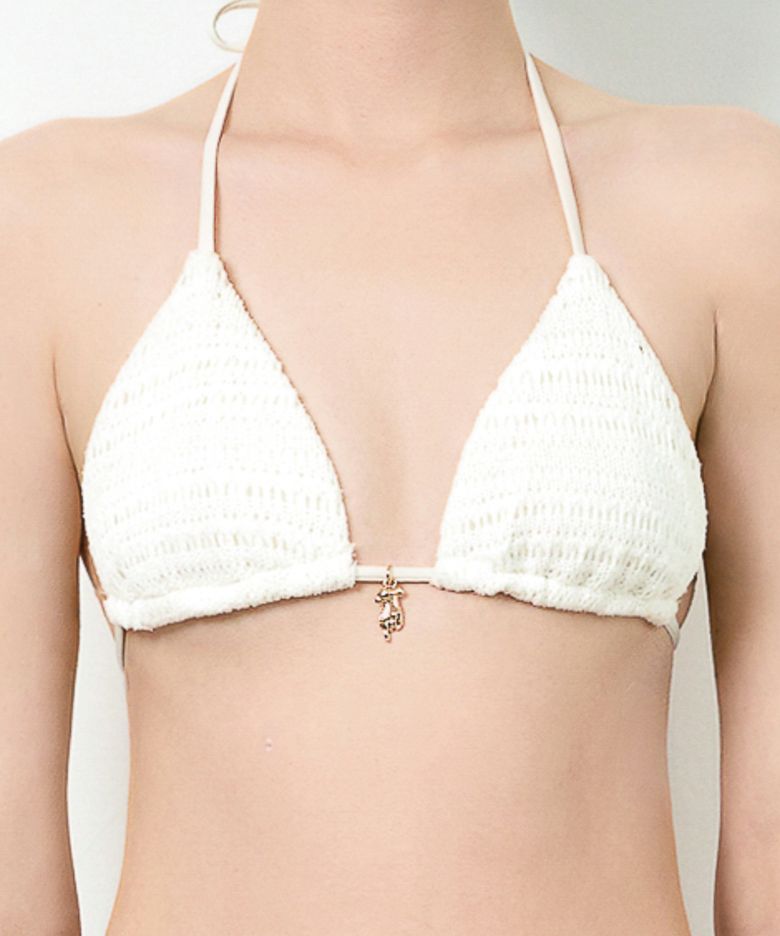 Carmen Ivory Knit Triangle Bikini Top