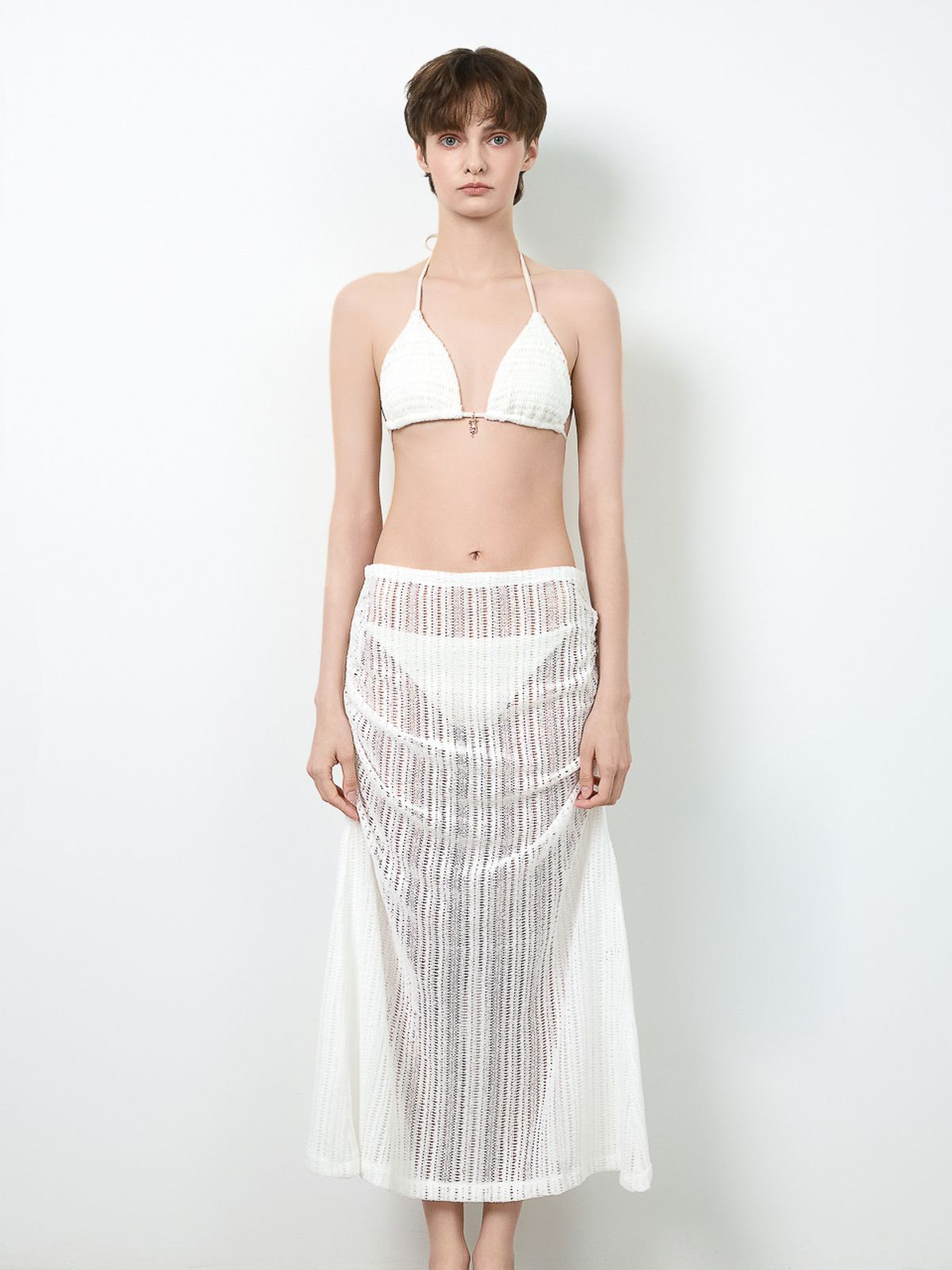 로에(LEAUET) Carmen Knit Bikini + Maxi Skirt SET (3pcs) 2colors