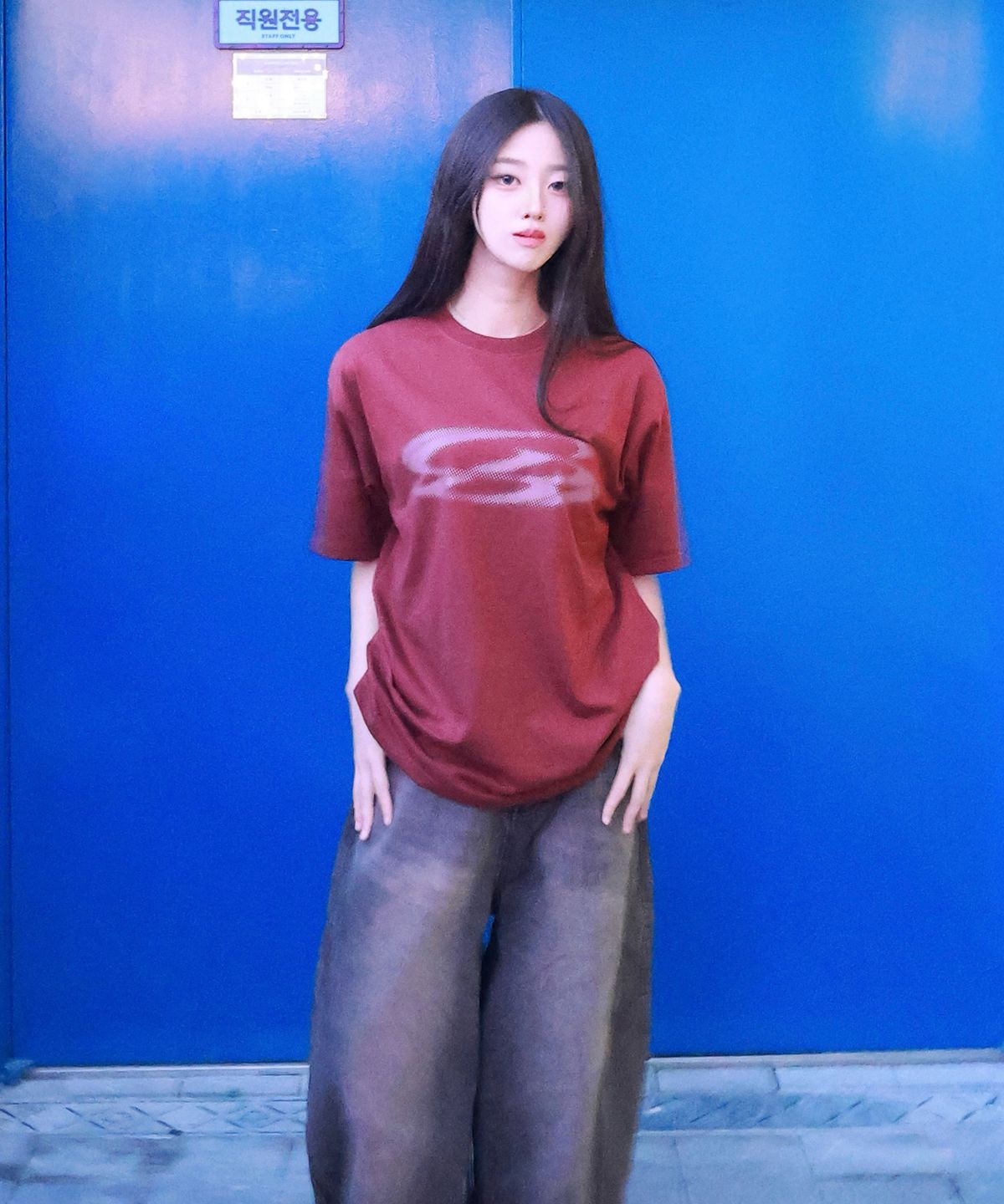 카고브로스 포 우먼(CARGOBROS FOR WOMAN) 빈티지 서클 로고 반팔 티셔츠 (와인)