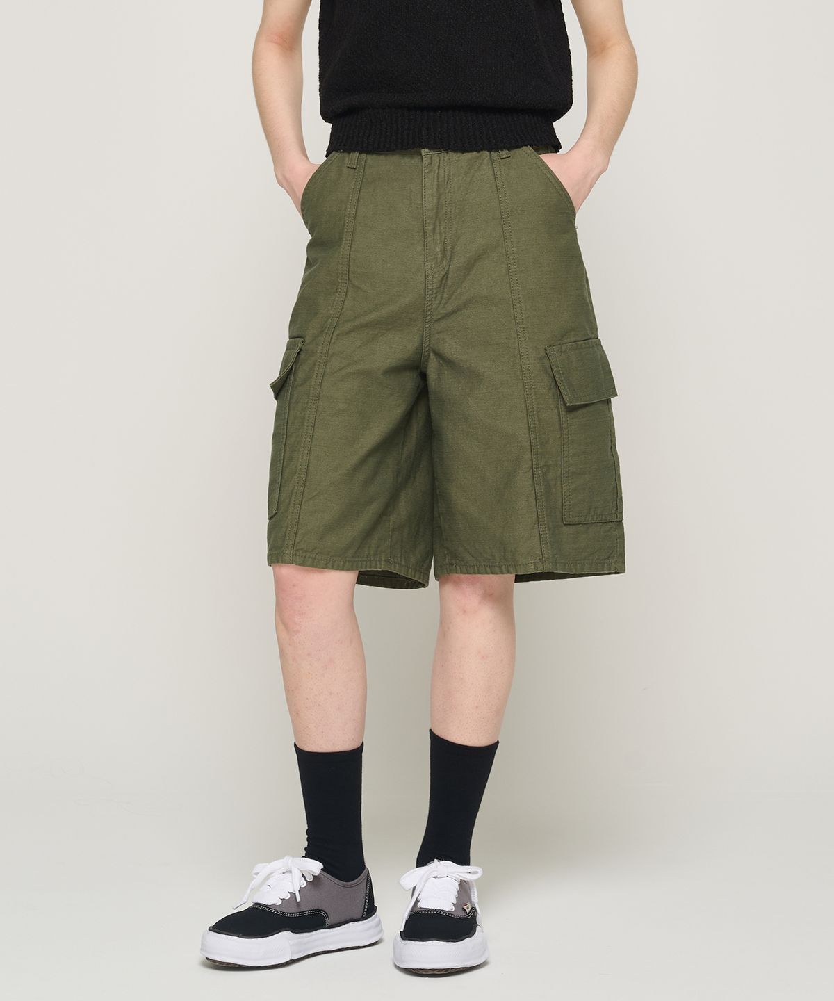 카고브로스 포 우먼(CARGOBROS FOR WOMAN) 카고 포켓 버뮤다 팬츠 (카키)