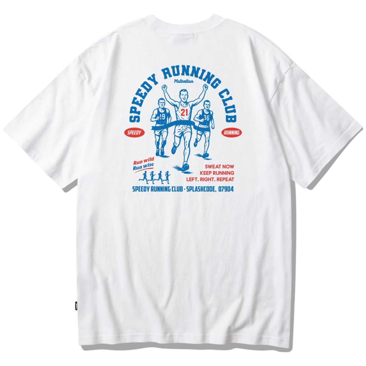 스플래시코드(SPLASHCODE) 반팔 티셔츠 화이트 - 스피디 런닝 클럽(Speedy Running Club)