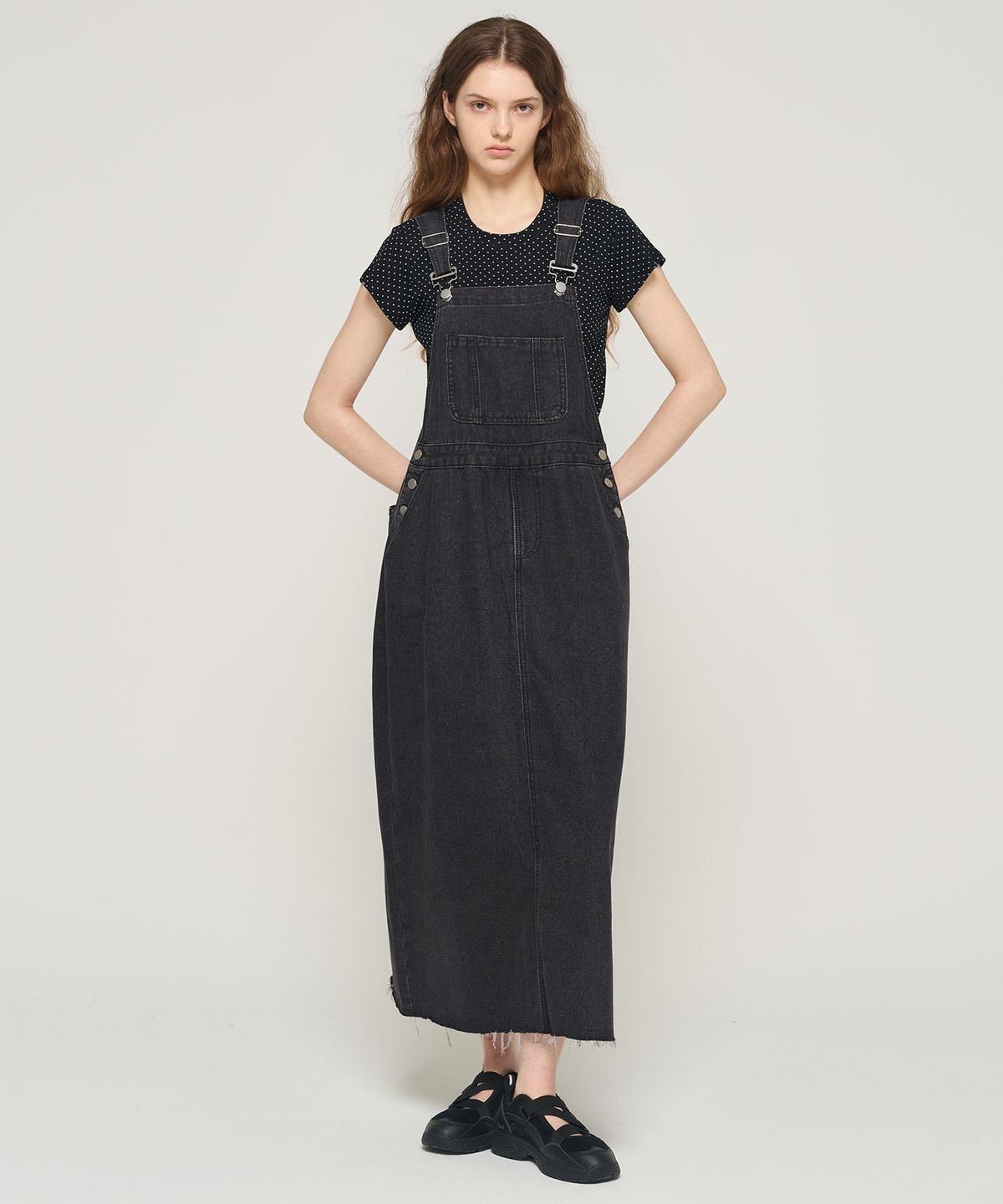 카고브로스 포 우먼(CARGOBROS FOR WOMAN) 워크 데님 오버롤 원피스 (블랙)