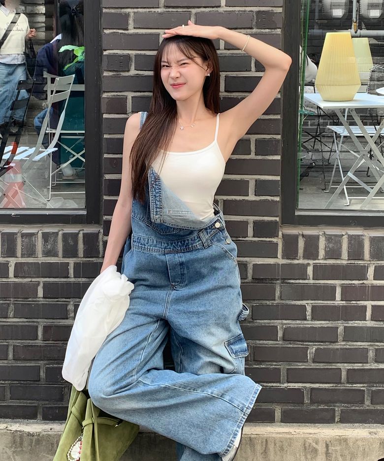 데님 카고 오버롤 팬츠 (중청)