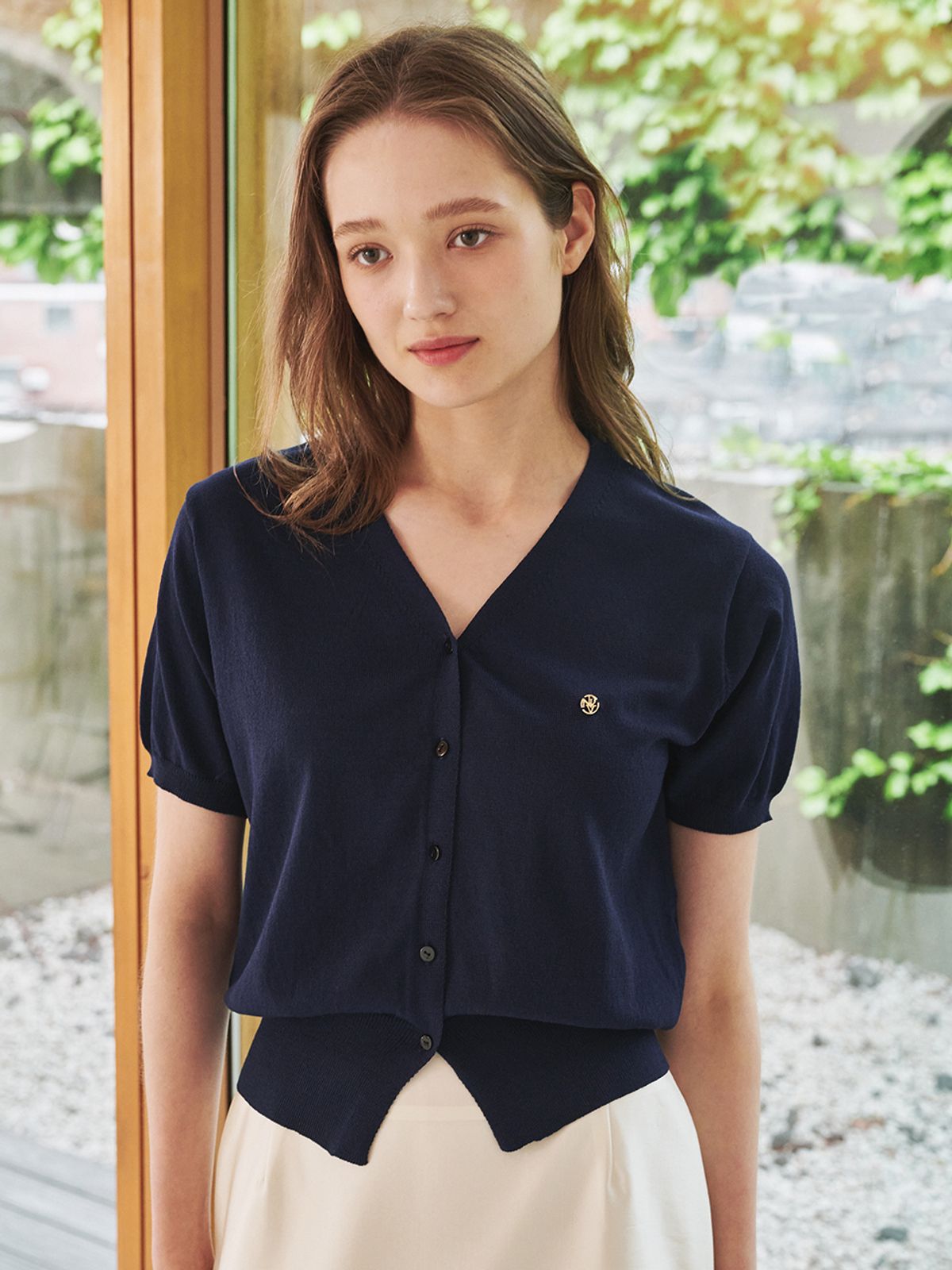 누브(NOUVE) 브이넥 써머 가디건 - 네이비 / V-Neck Summer Cardigan - Navy