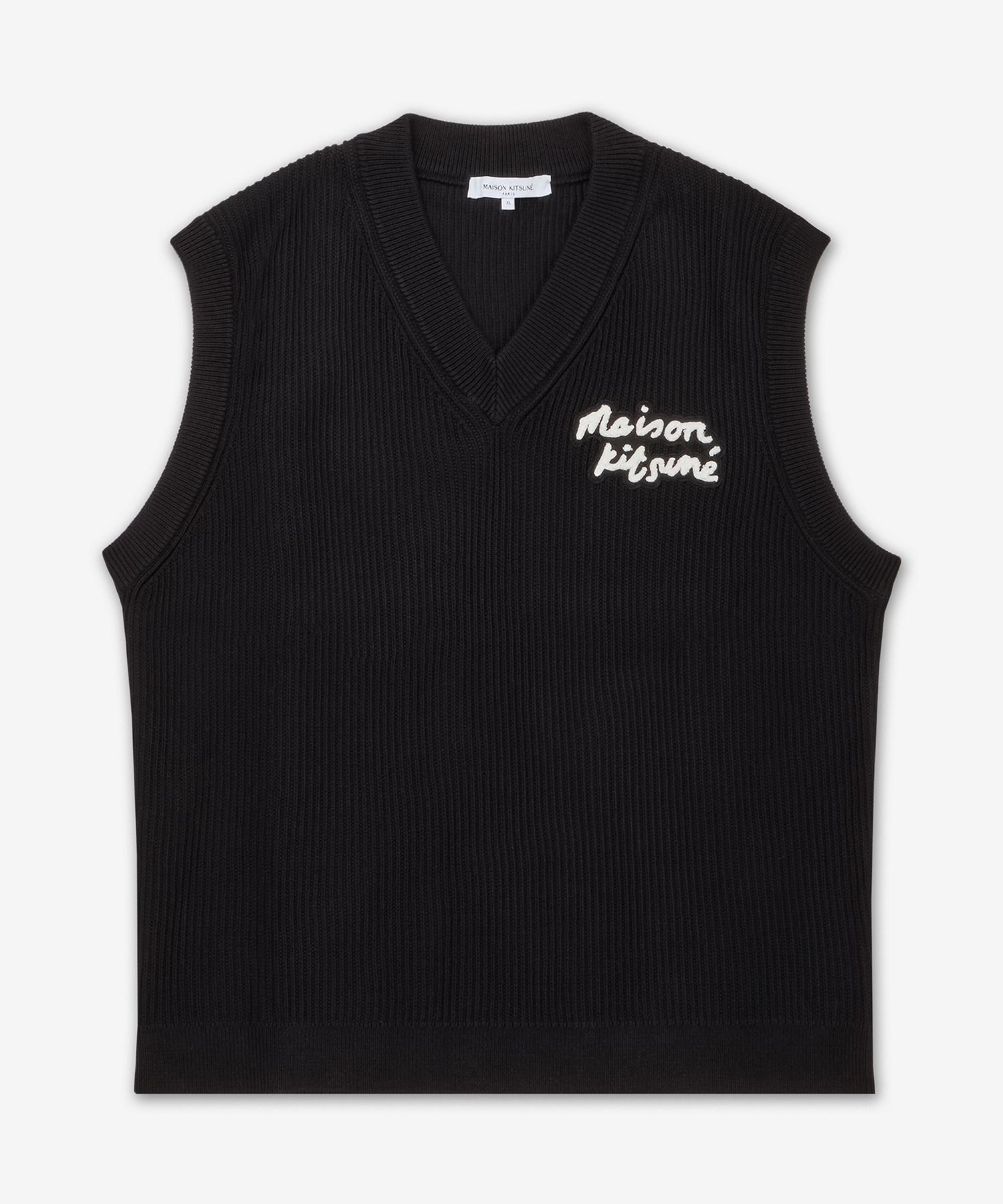 Maison Kitsuné ブラック Vネック ベスト L MUSINSA公式 | MAISON KITSUNE ハンドライティングロゴベスト