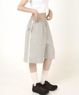 Lace Track Bermuda Shorts Gray