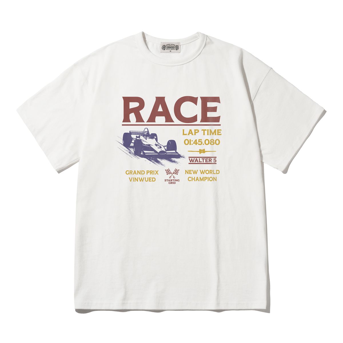 빈웨드(VINWUED) Race Walter 5 Grand Prix 레이싱 그랑프리 아이보리 세미오버핏 티셔츠