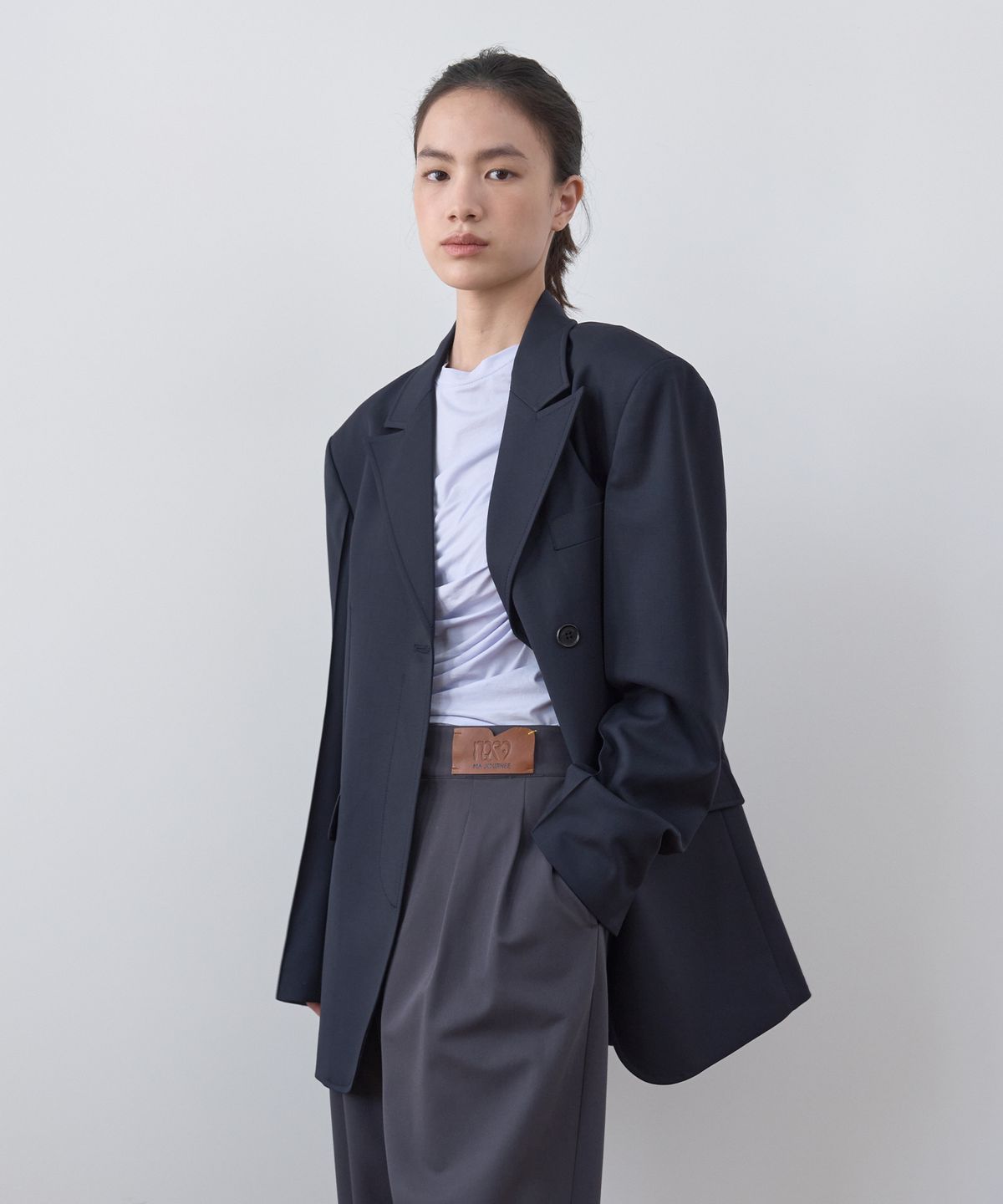 마조네(MA JOURNEE) BOYFRIEND DOUBLE BUTTON JACKET_NAVY