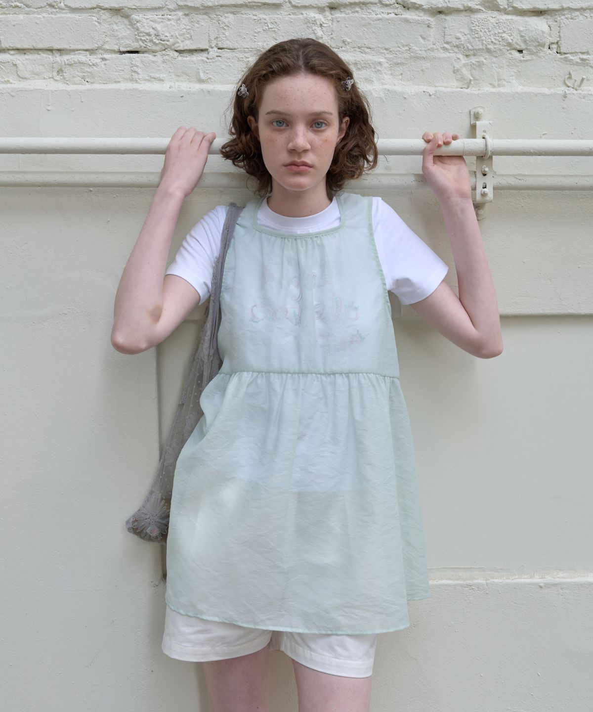 마조네(MA JOURNEE) SHEER LACE ORGANZA DRESS_MINT