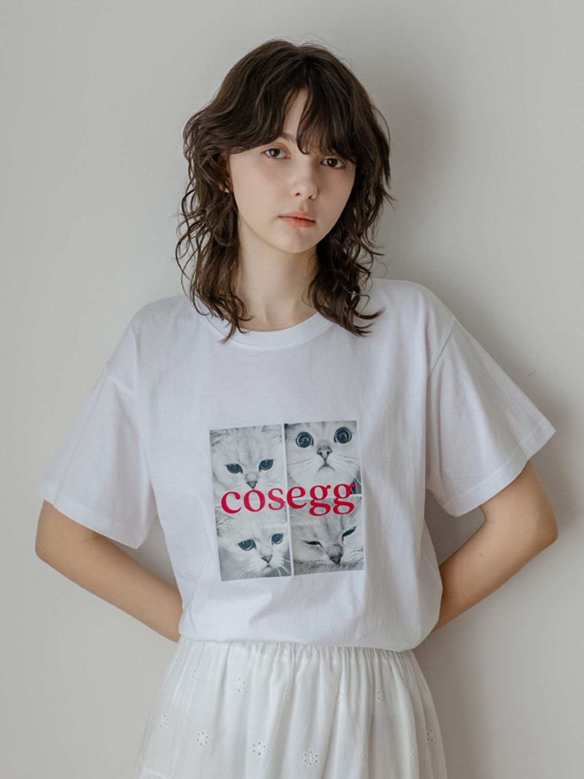 코스에그(COSEGG) COSegg Cat Printing T-shirt_EESTS15_2colors