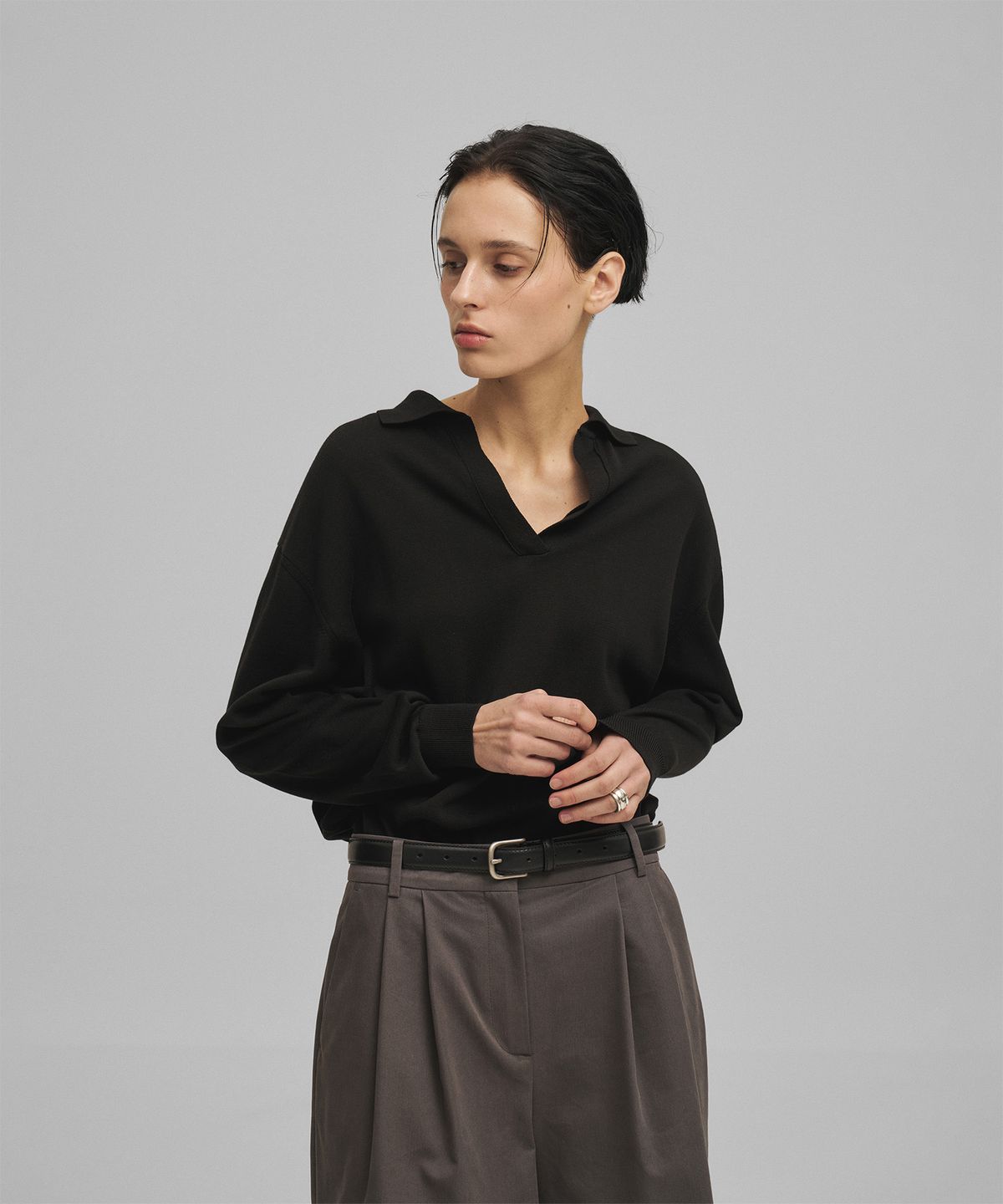 어나더오피스 우먼(ANOTHER OFFICE WOMEN) w. AOW Plump Leather Belt (Black)