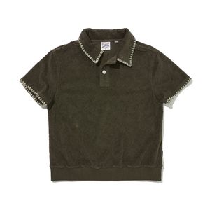 리조트 쉘 패턴테리 하프 풀오버 올리브_FR2KT203