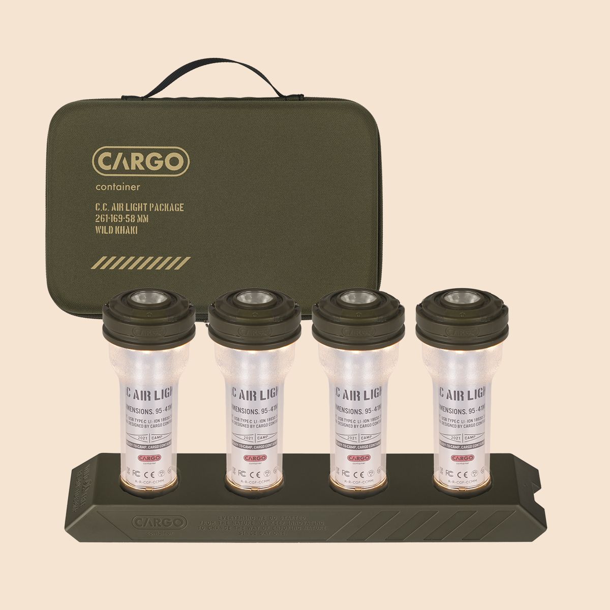 카고 컨테이너(CARGO CONTAINER) 에어라이트 카키 4EA 세트