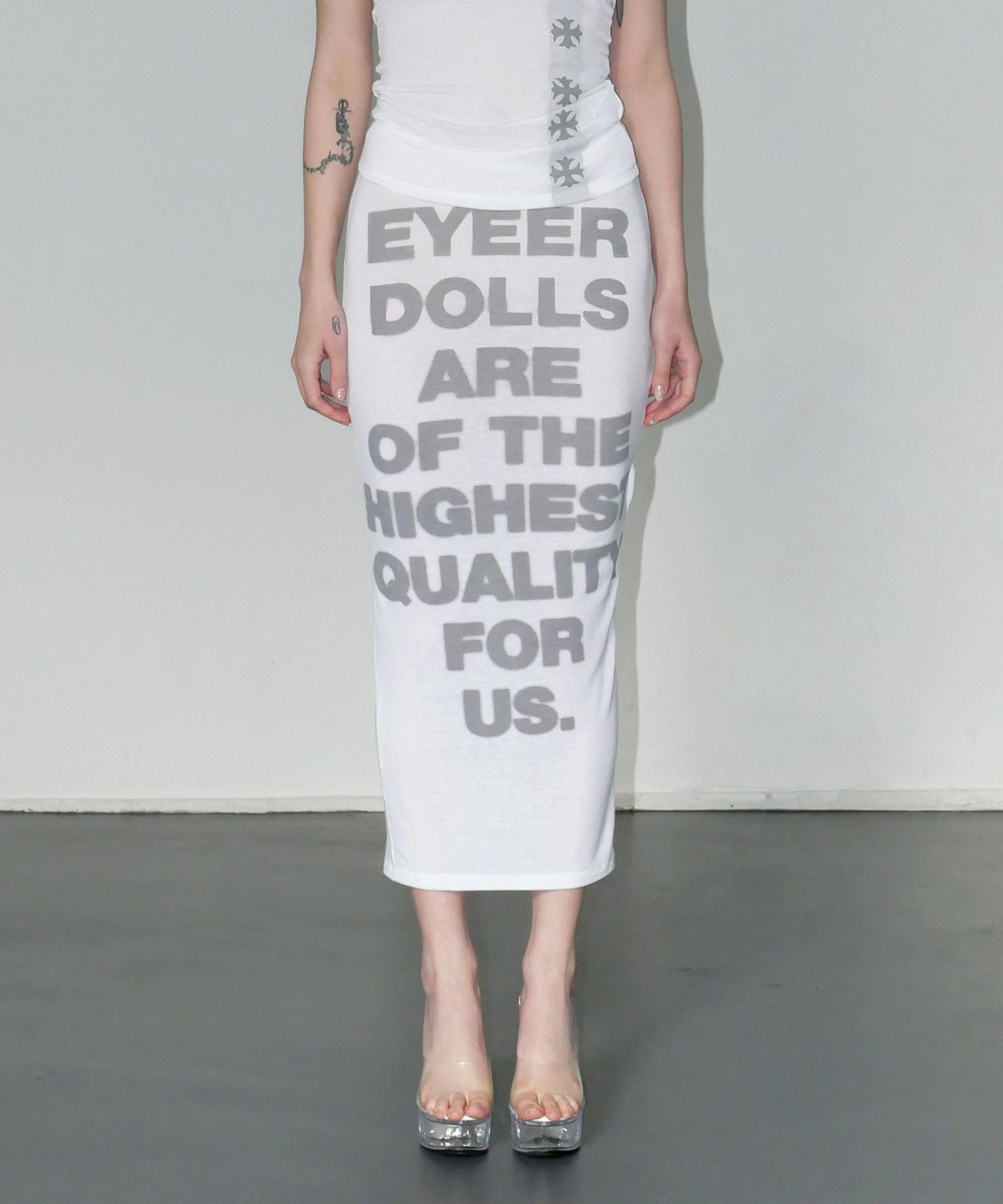 이와이이알(EYEER) See Through Maxi Skirt - White