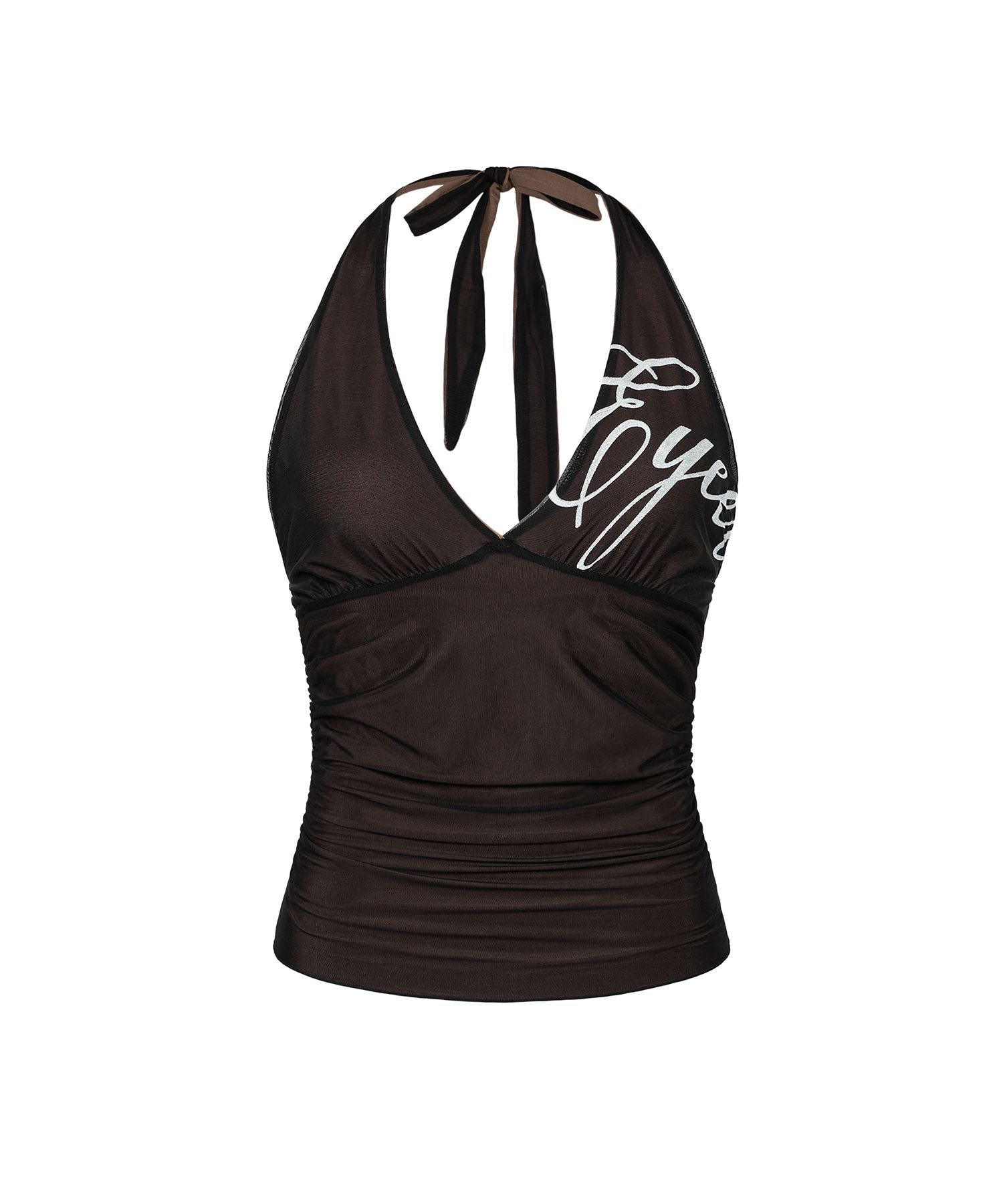 MUSINSA公式 | EYEER Script Logo Halter-Neck Top - Black