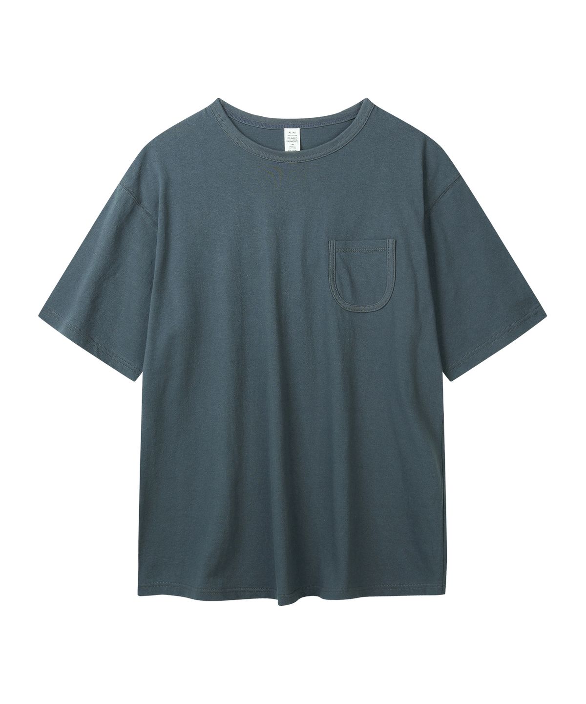 유니드가먼츠(YOUNEEDGARMENTS) 라운드 포켓 S/S 티셔츠 (차콜)