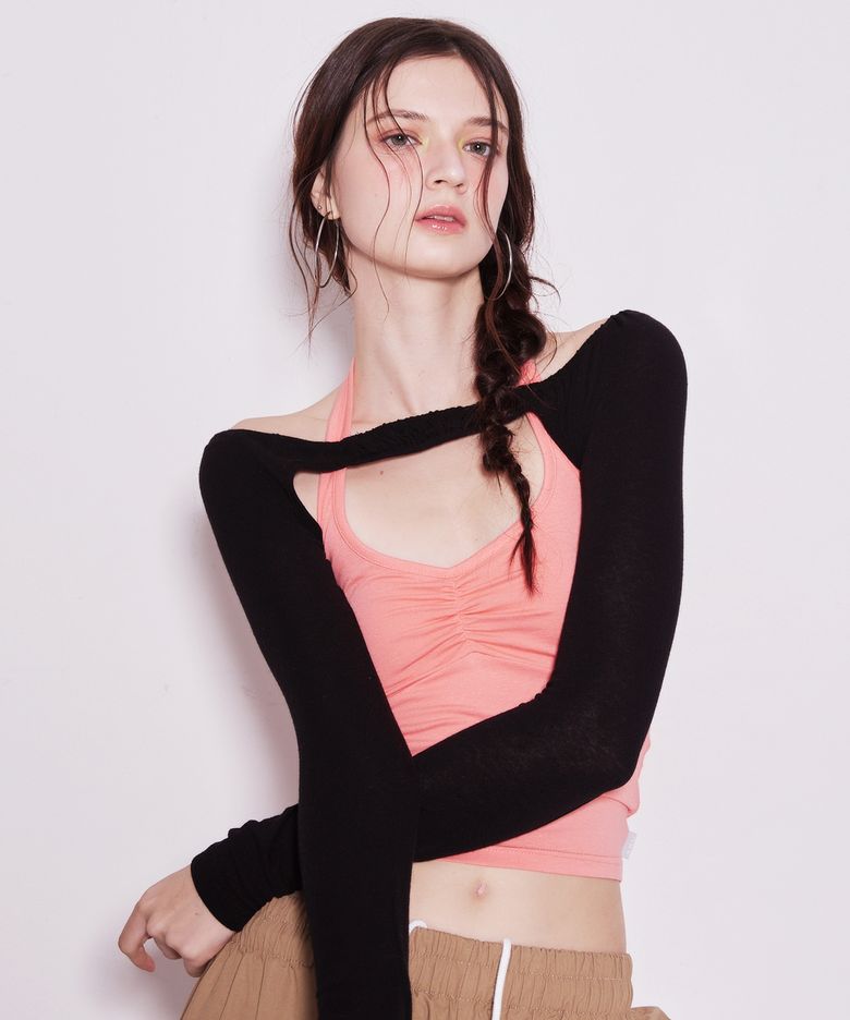 SHIRRING HALTER TOP