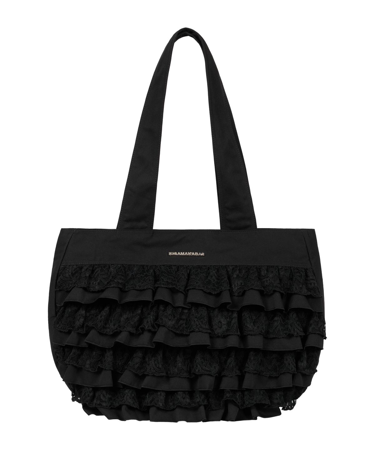 이우가마카라스(IUGAMAKARAS) Frilled Shopper Bag (Black)