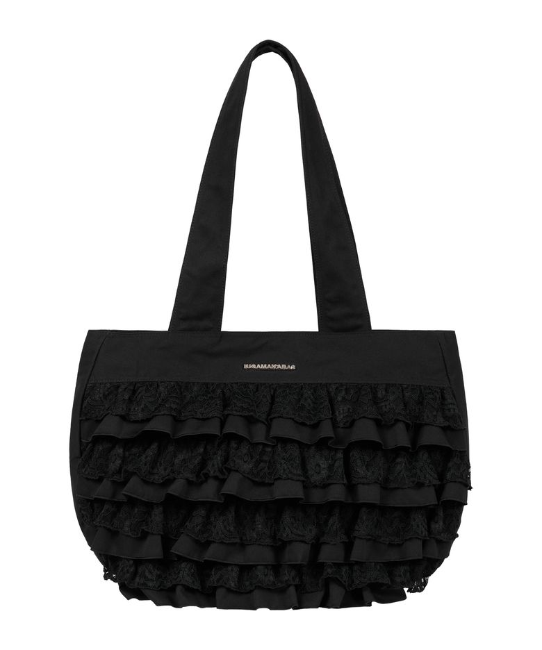 Frilled Shopper Bag (Black)