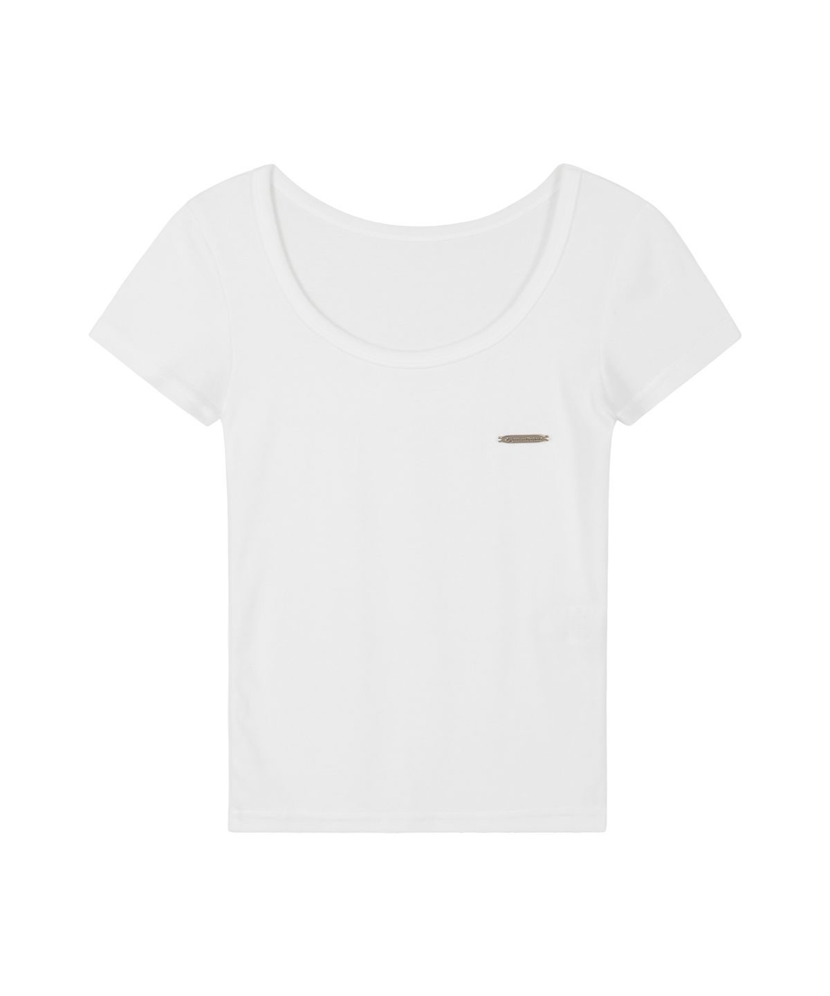 이우가마카라스(IUGAMAKARAS) U-Neck Fitted Half Top (White)