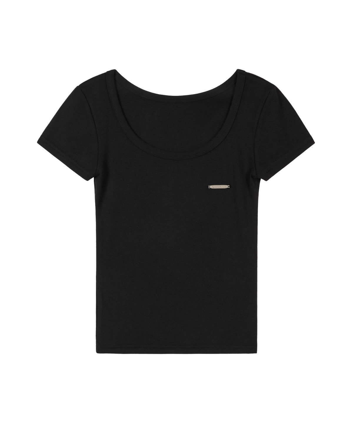 이우가마카라스(IUGAMAKARAS) U-Neck Fitted Half Top (Black)
