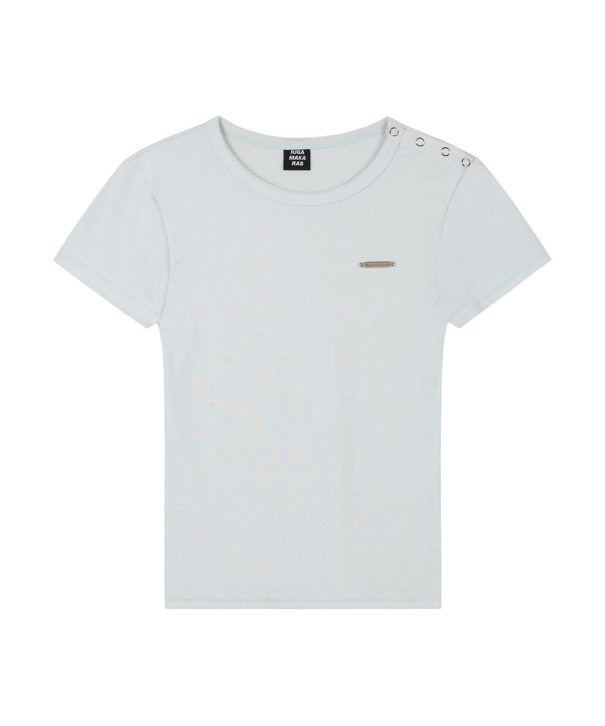 이우가마카라스(IUGAMAKARAS) Side Button Fitted Half Top (Sky Blue)