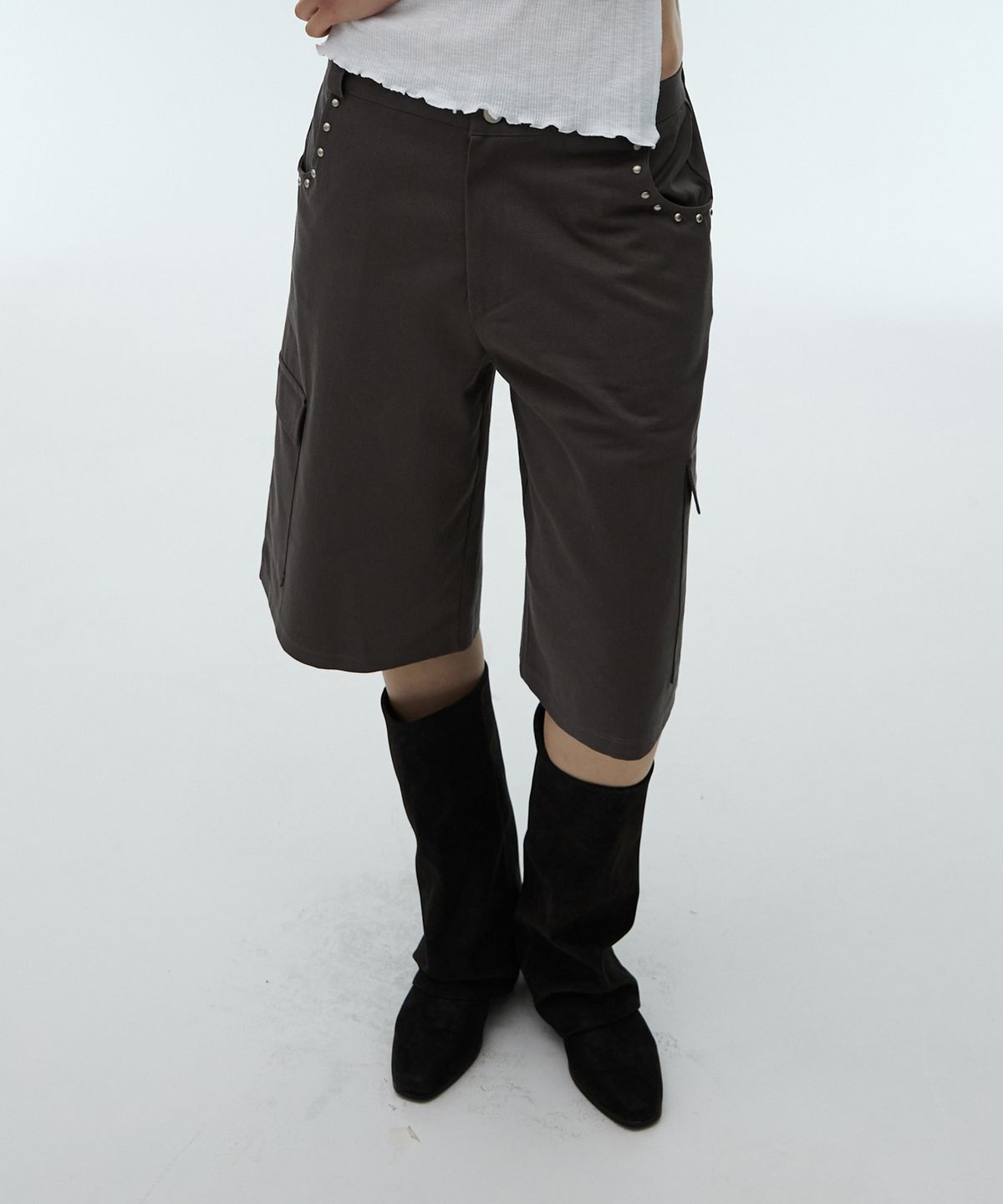 디어스토커(DEARSTALKER) STUD POCKET BERMUDA PANTS - CHARCOAL