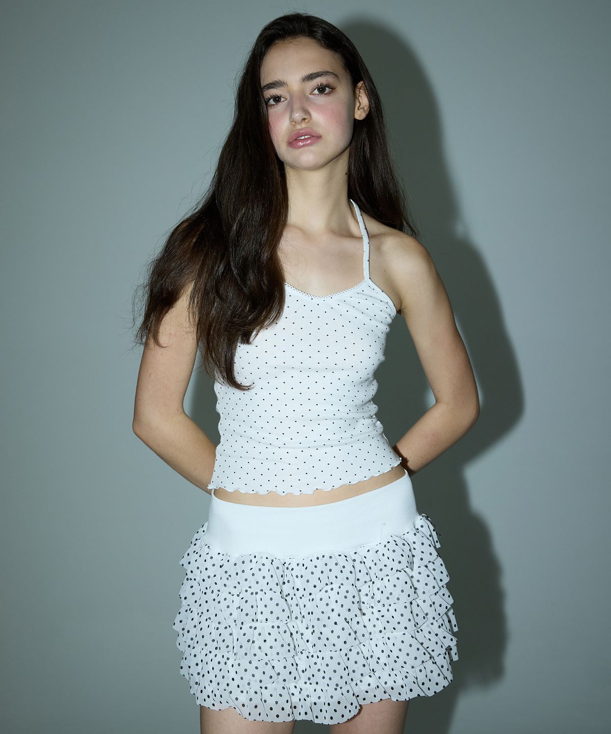 디어스토커(DEARSTALKER) YUKI DOTTED HALTER NECK TOP - WHITE