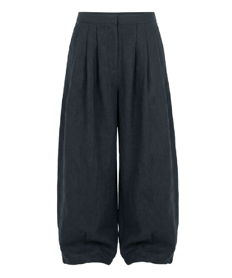 draw string wide pants-dark slate gray