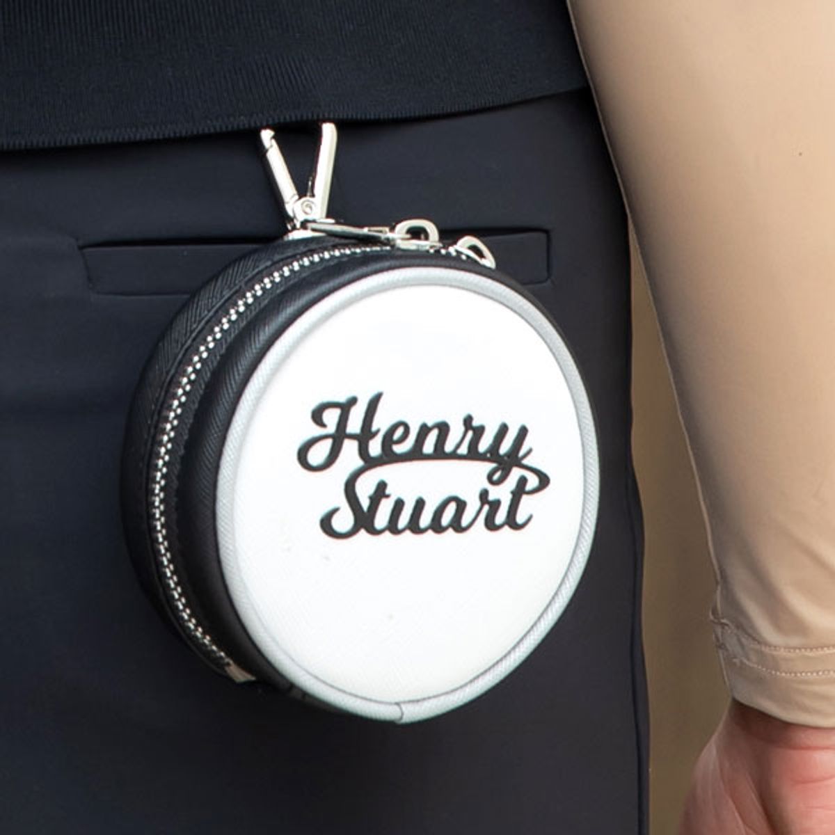 헨리스튜어트(HENRY STUART) 원형배색 3구 골프공 파우치 화이트