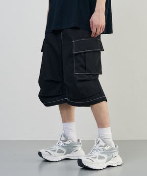 파라슈트 버뮤다 코튼 카고팬츠 [BLACK]