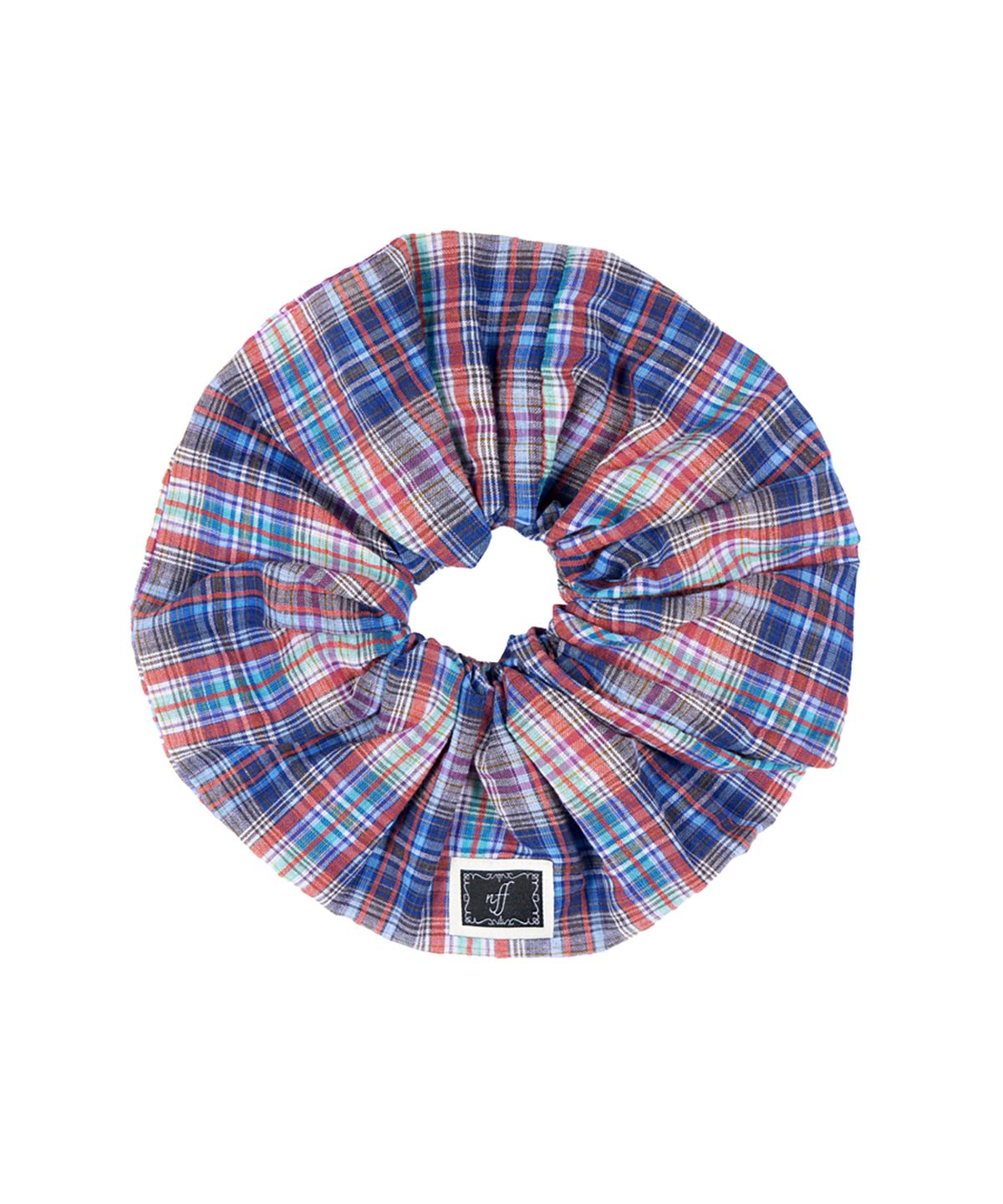 엔프프(NFF) check scrunchie big-blue