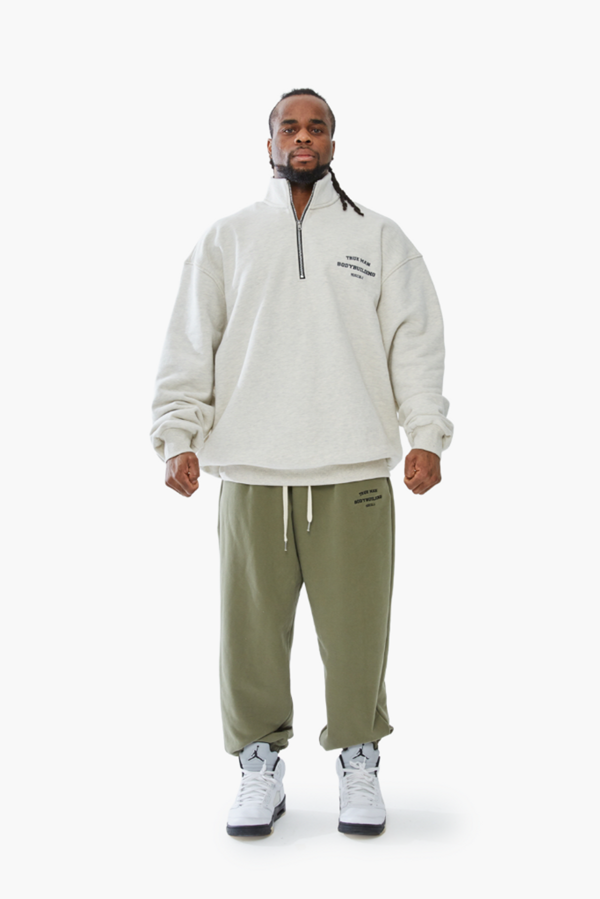 머스콜로(MUSCOLO) MUSCOLO HALF ZIP-UP SWEATSHIRTS OATMEAL