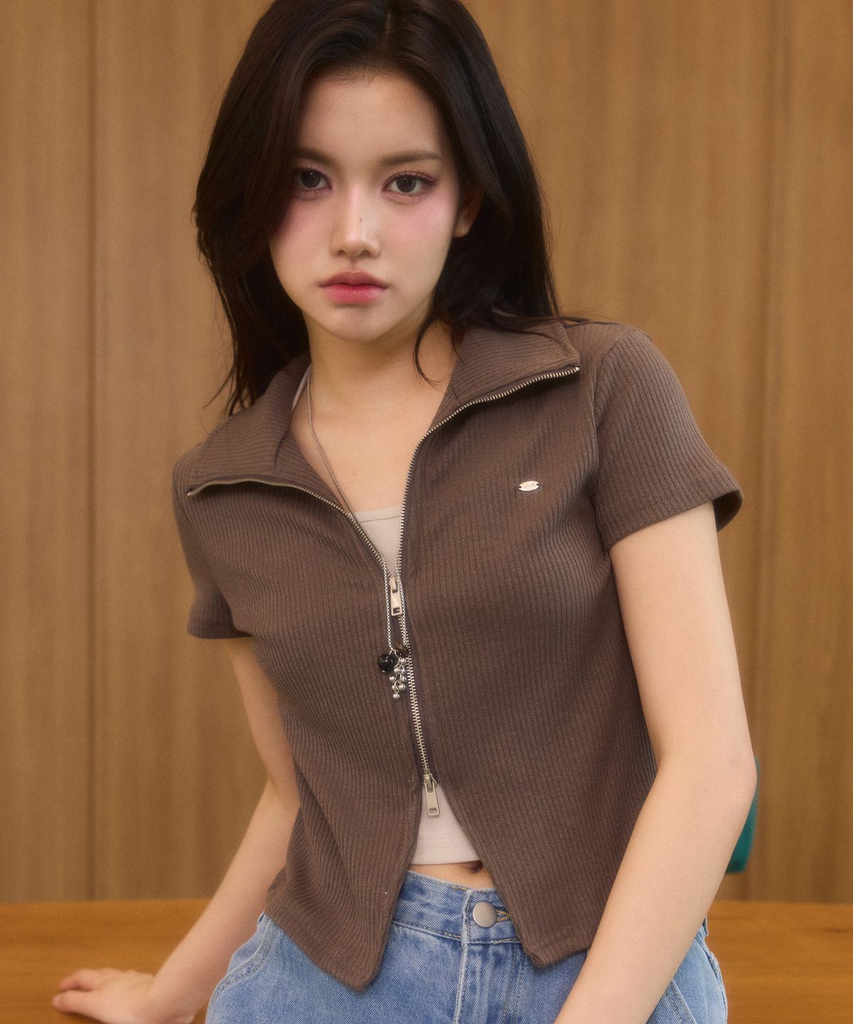 쿨키튼(KOOLKITTEN) Collared Zip Up Set