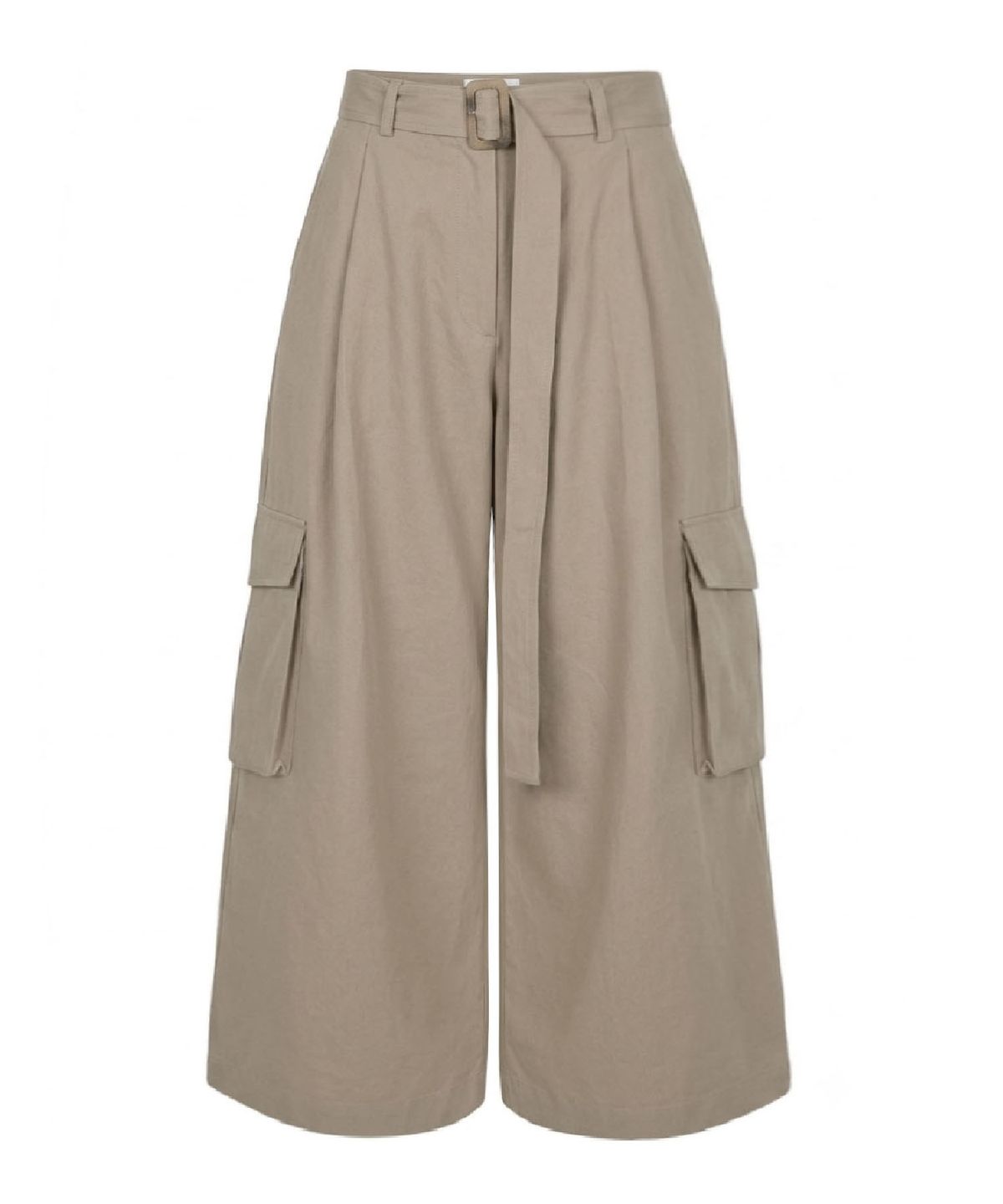무아르모아(MOIREMOA) Belt Cotton Cargo Pants-Beige