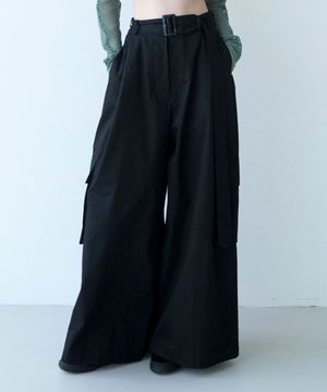Belt Cotton Cargo Pants-black